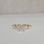 Raisa – 1.2ct Natural Radiant Cut Diamond & Exquisite Marquise Accent Band in 18ct Yellow Gold