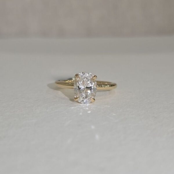 Freya | 2ct Lab Oval Solitaire with Hidden Halo in 18ct Yellow Gold
