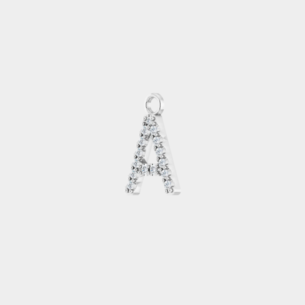 Larissa 14ct White Gold Natural Diamond Initial Pendant - Image 7