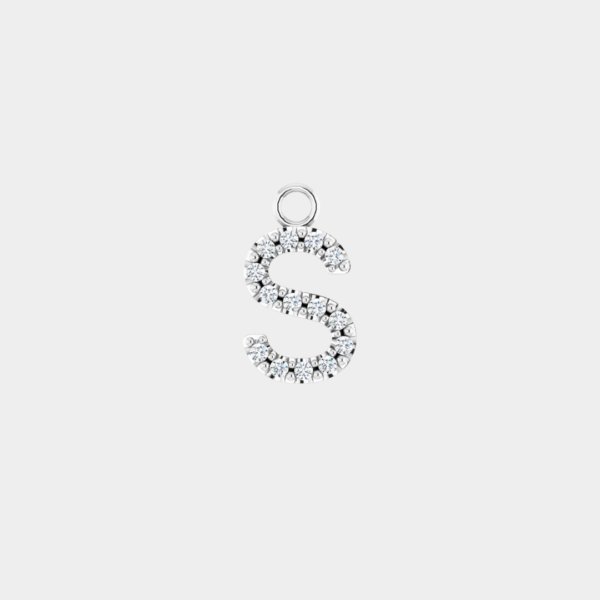 Larissa 14ct White Gold Natural Diamond Initial Pendant - Image 6