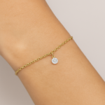 Poppy Delicate 0.15ct Natural Round Diamond Charm Bracelet in 14ct Yellow Gold - Image 3