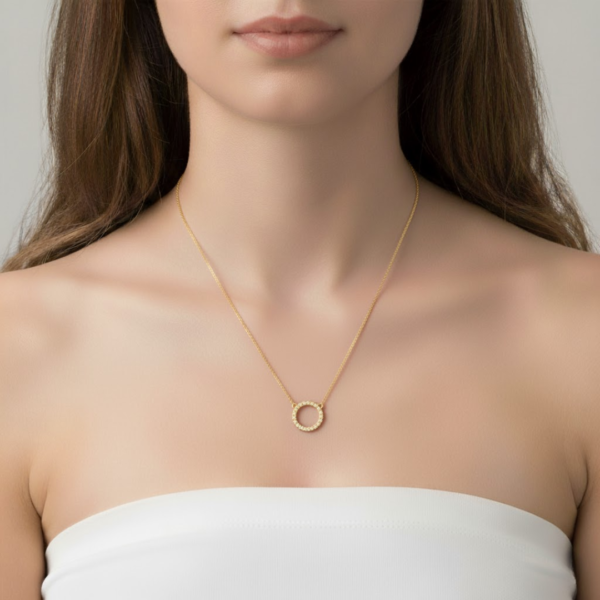 Kaylie Natural Diamond Circle Necklace in 14K Yellow Gold - Image 2
