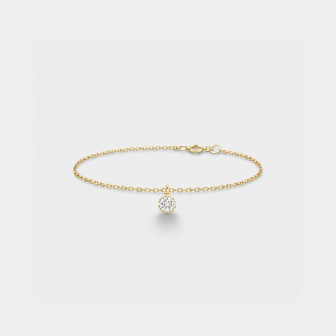 6-13.png Poppy Delicate 0.15ct Natural Round Diamond Charm Bracelet in 14ct Yellow Gold - Image 1