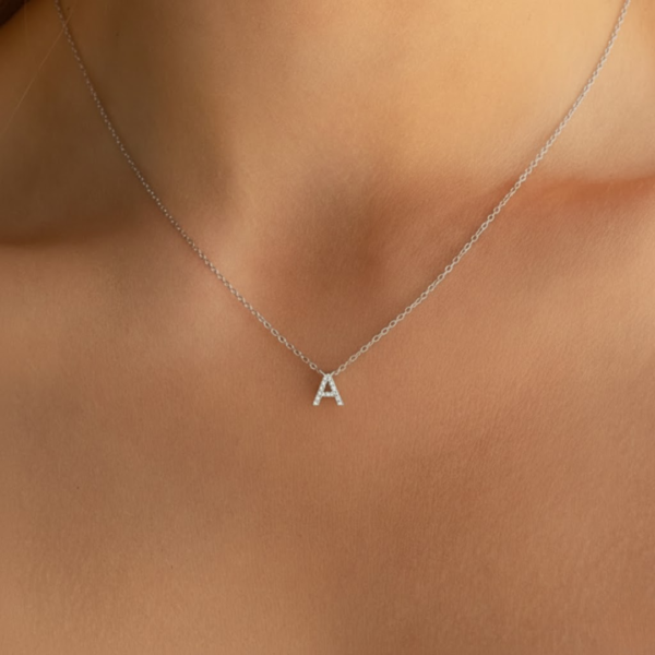 Katherine 9ct White Gold Diamond Initial Necklace - Image 2