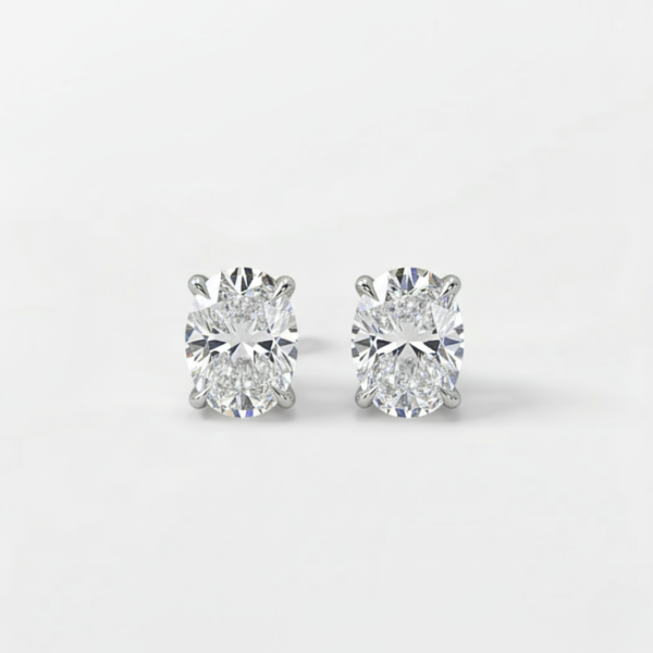 Harriet 1ct Oval Diamond Earrings in 9ct White Gold