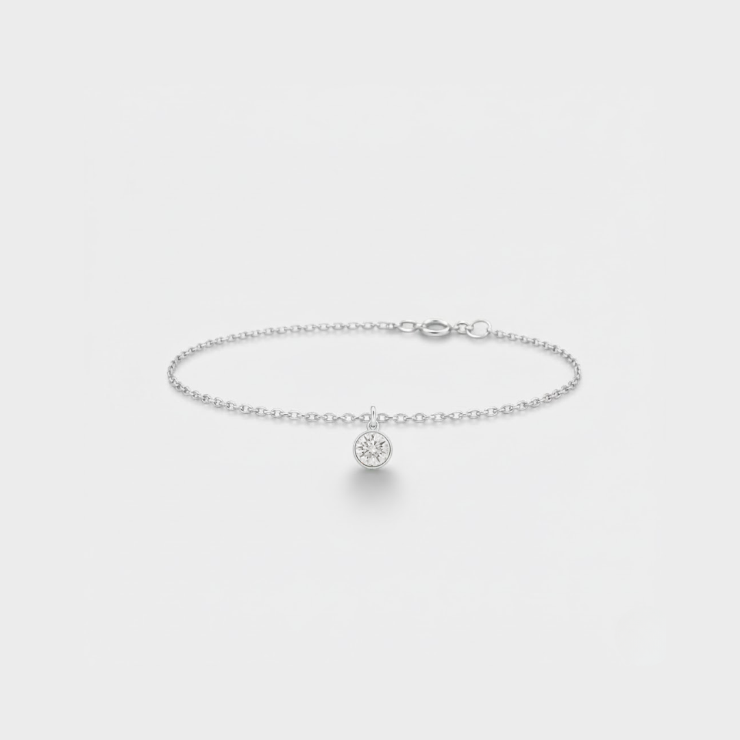 7-copy-1.png Poppy Delicate 0.15ct Natural Round Diamond Charm Bracelet in 14ct White Gold - Image 1