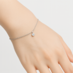 Poppy Delicate 0.15ct Natural Round Diamond Charm Bracelet in 14ct White Gold - Image 2