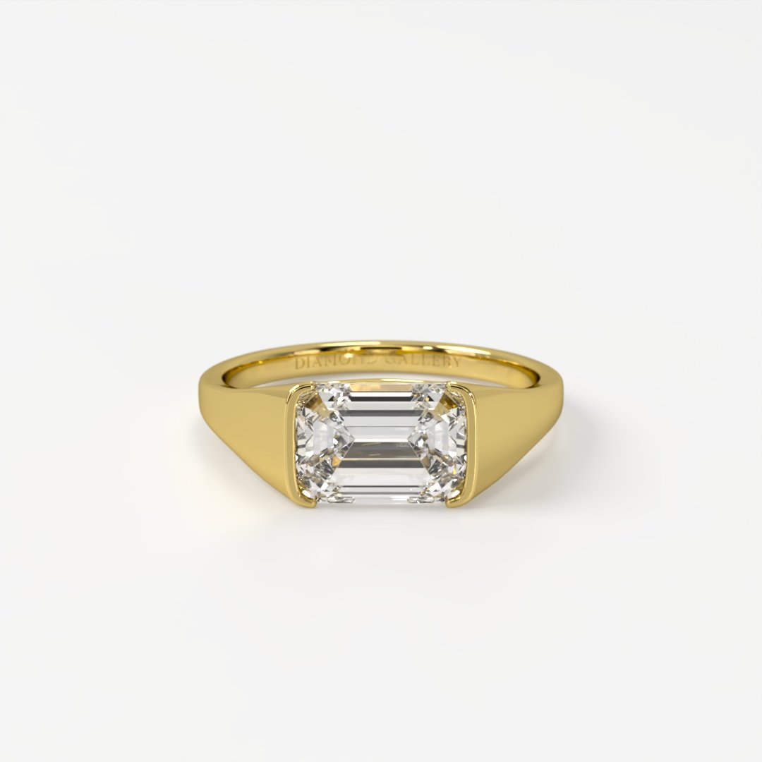 Emerald-Signet-Engagement-Ring9.jpg Sleek Signet Solitaire Engagement Ring - Image 1