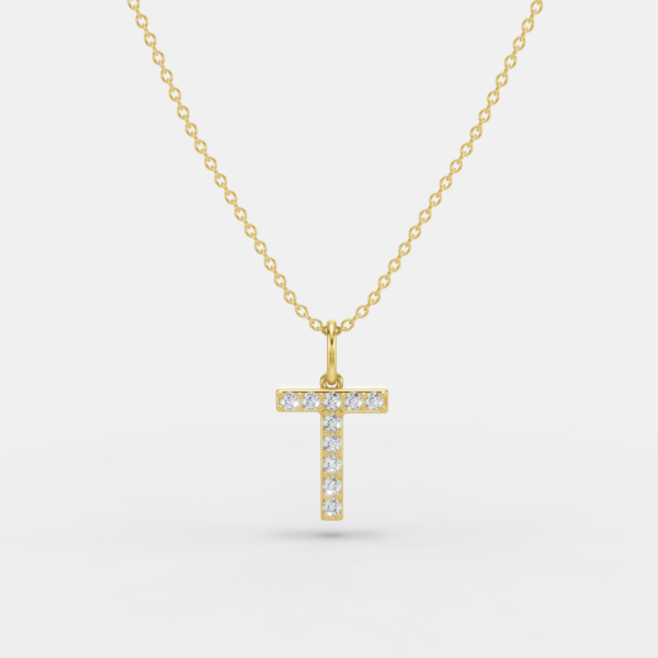 Kayla 14ct Yellow Gold Lab Diamond Initial Pendant Necklace - Image 7