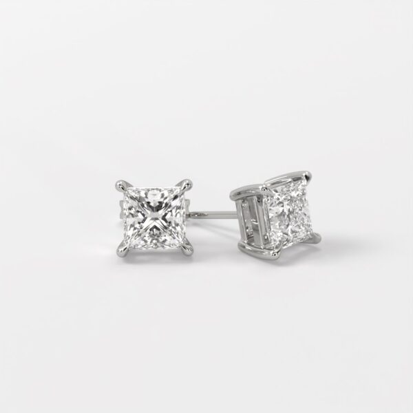Lila 1.0 Carat Princess Cut Diamond Stud Earrings - Image 2