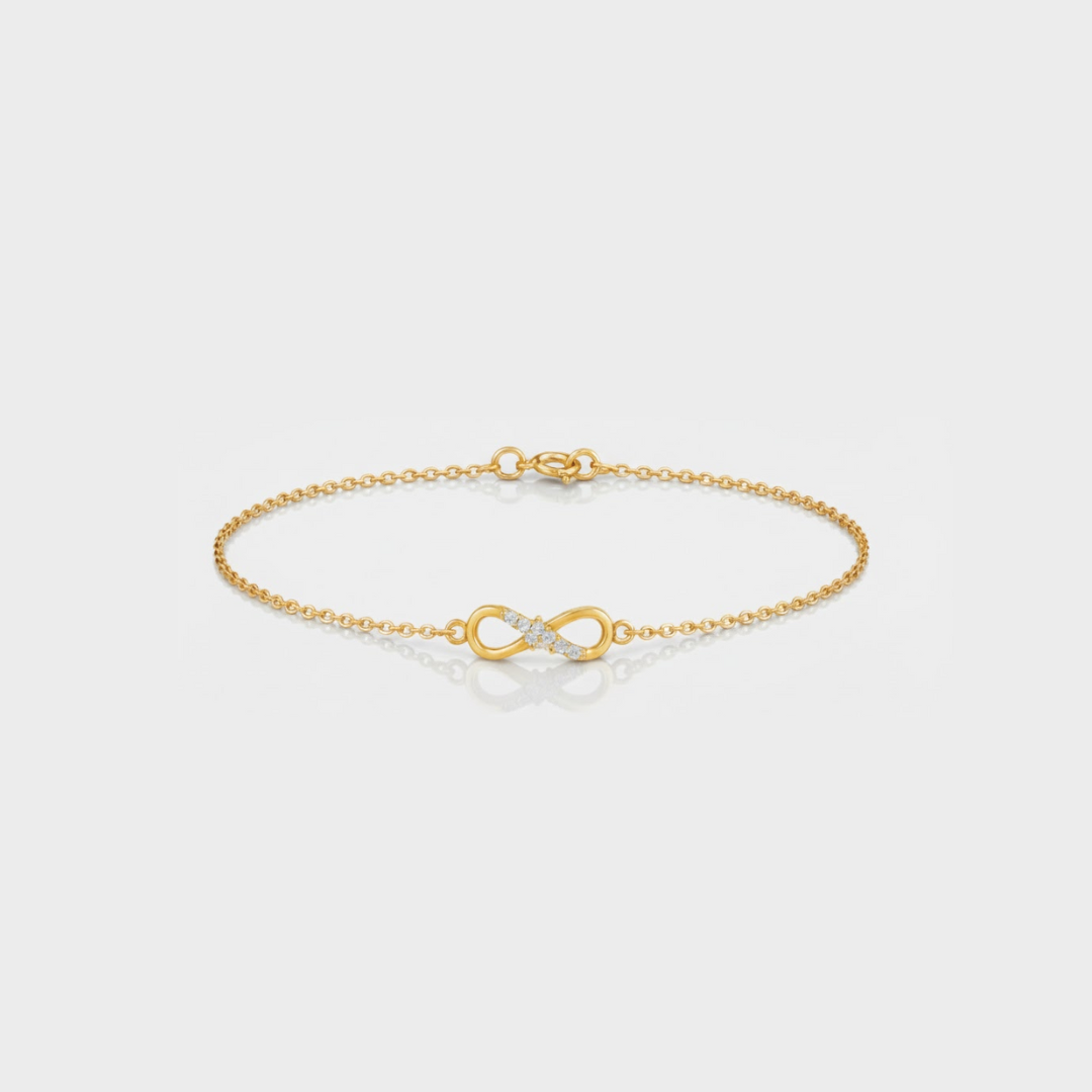 PIA-natural-diamond-infinity-14ct-yellow-gold-bracelet-1.png Pia 0.12ct Natural Round Diamond Infinity Bracelet in 14ct Yellow Gold - Image 1