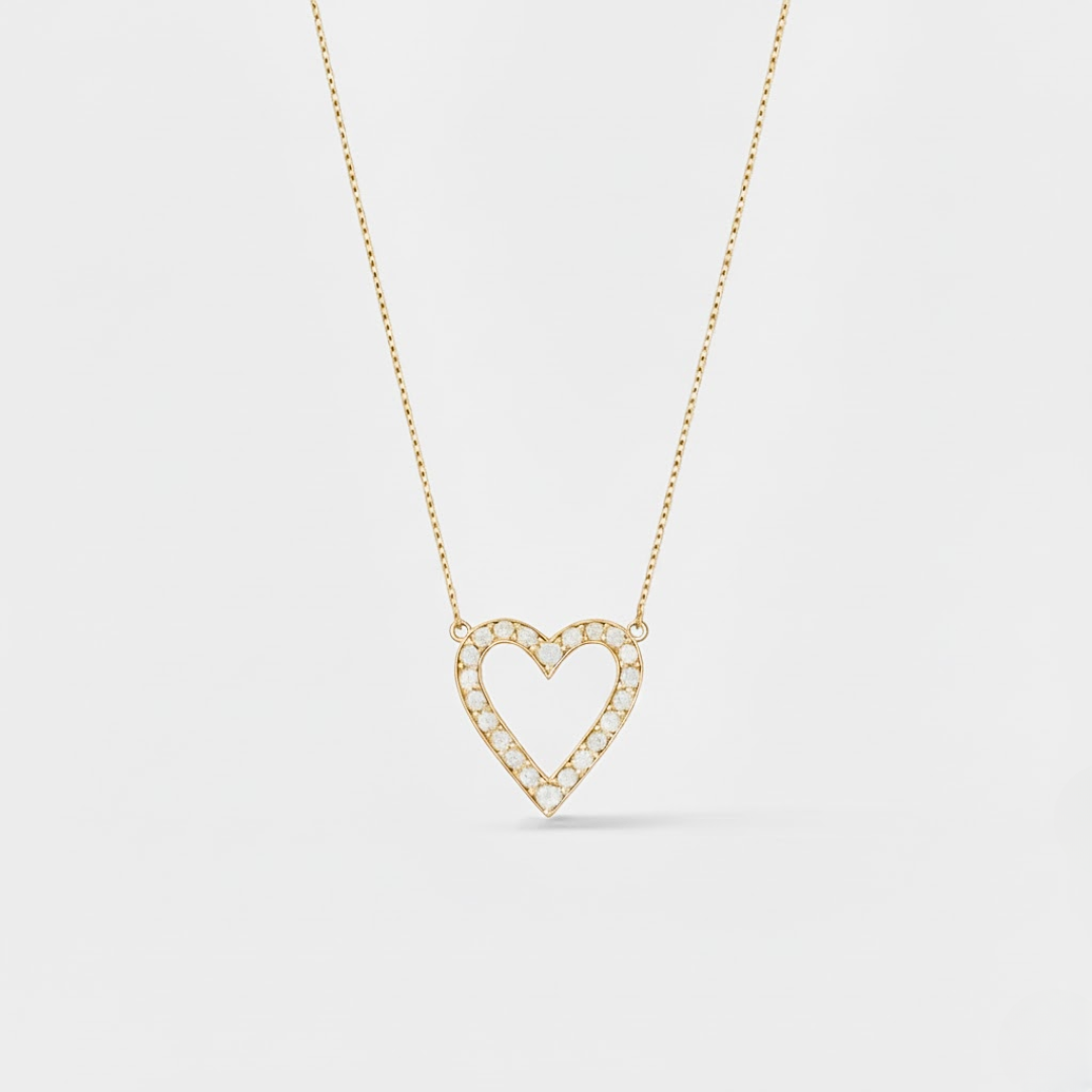 Hope Natural Diamond Heart Necklace – 14K Yellow Gold