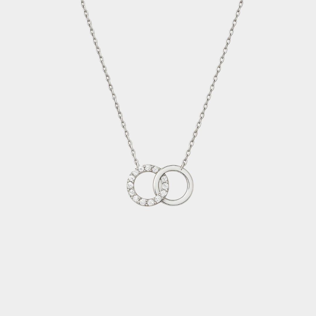 Jasmine Natural Diamond Interlocked Circles Necklace in 14K White Gold