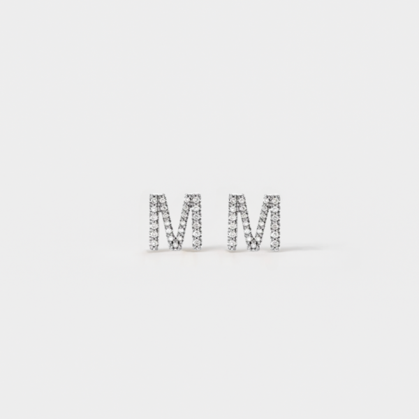 Jenna 14ct White Gold Natural Diamond Initial Earrings - Image 5