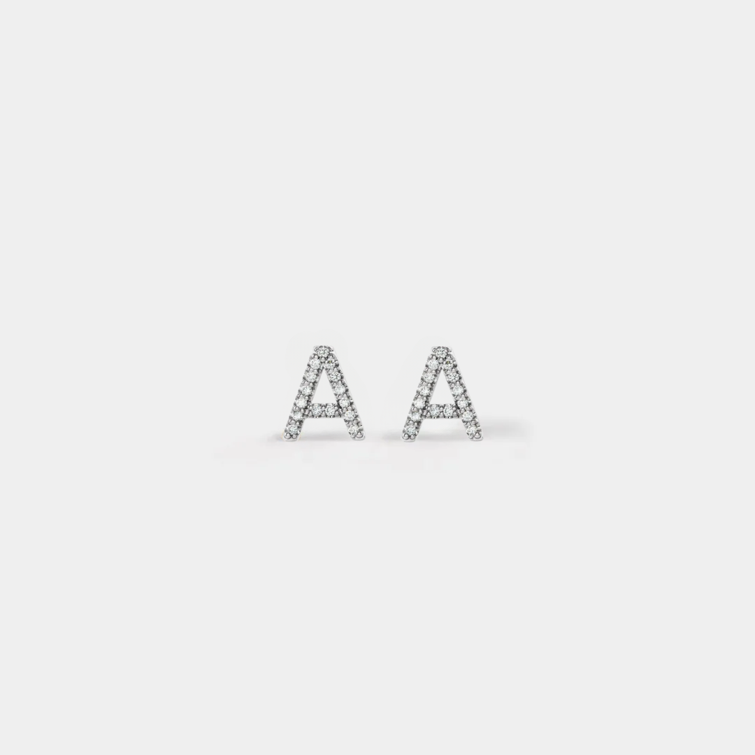 Jenna 14ct White Gold Natural Diamond Initial Earrings