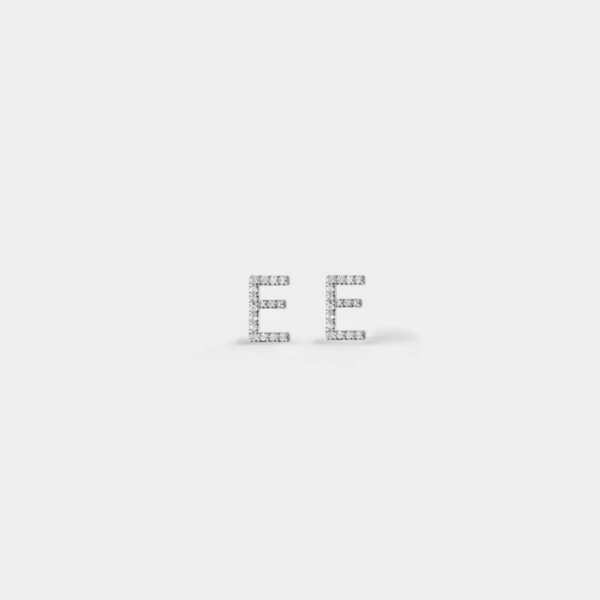 Jenna 14ct White Gold Natural Diamond Initial Earrings - Image 3