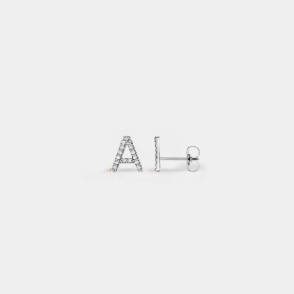 Jenna 14ct White Gold Natural Diamond Initial Earrings - Image 7