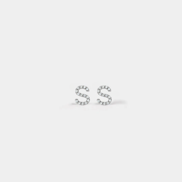 Jenna 14ct White Gold Natural Diamond Initial Earrings - Image 6