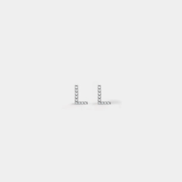 Jenna 14ct White Gold Natural Diamond Initial Earrings - Image 4