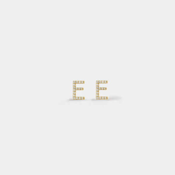 Jenna 14ct Yellow Gold Natural Diamond Initial Earrings - Image 3