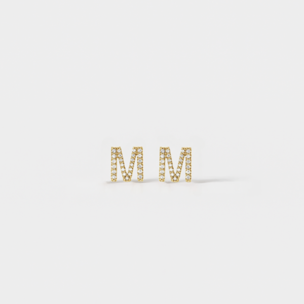 Jenna 14ct Yellow Gold Natural Diamond Initial Earrings - Image 5