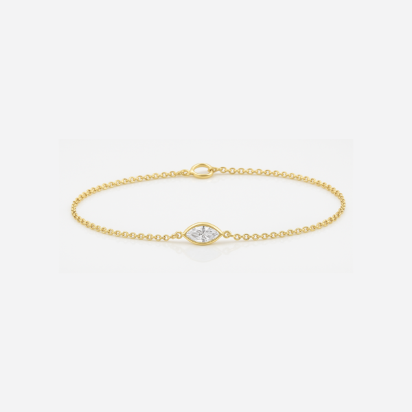Mandy Delicate 0.25ct Lab Grown Marquise Diamond Bezel Set Bracelet in 14ct Yellow Gold