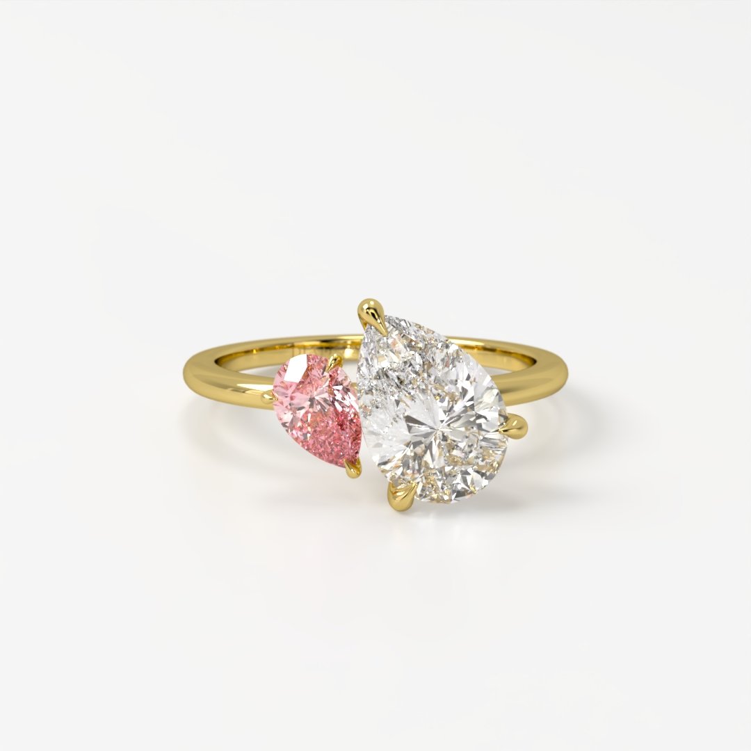 Marie Twin Pear Toi et Moi with Pink Diamond